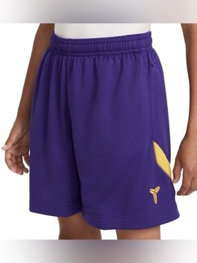 Nike Kobe Lakers Kids Sz M Purple Yellow Dri-fit Quick Dry Basketball Shorts New